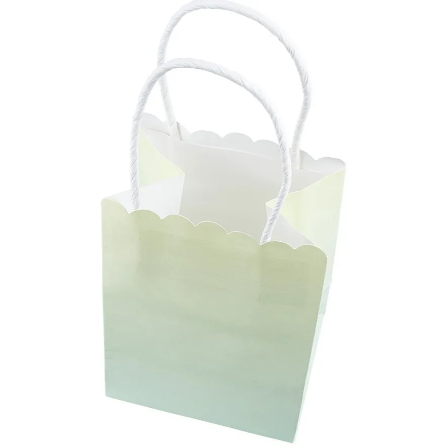 Papiertaschen, Farbverlauf, mit Henkel, 14cm x 10cm x 8cm, mit Wellenrand, 3 Farbvarianten, 6 Stück
