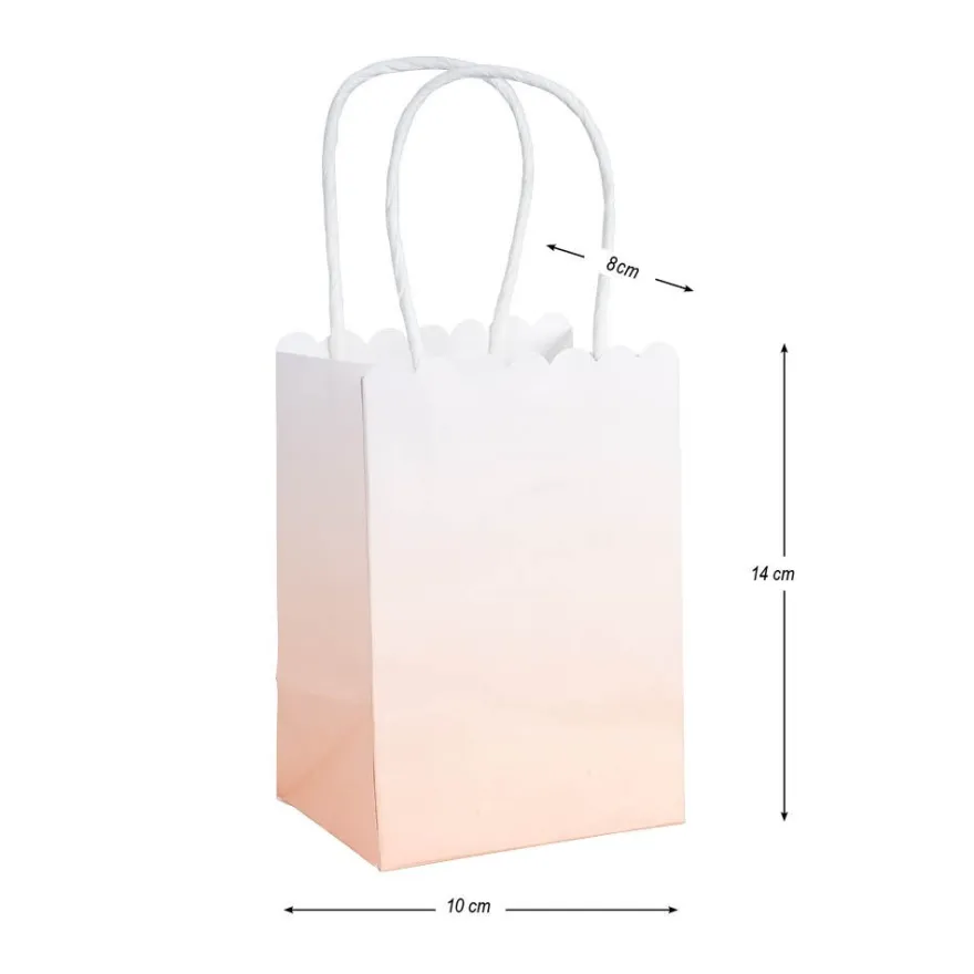 Papiertaschen, Farbverlauf, mit Henkel, 14cm x 10cm x 8cm, mit Wellenrand, 3 Farbvarianten, 6 Stück