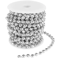 Perlen-Band, auf Rolle, 10m lang, facettierte Perlen; Ø 6mm, silber