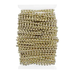 Perlen-Band, 10m lang, Perlen: Ø 3mm, hellgold