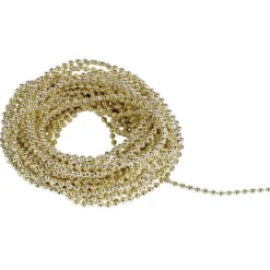 Perlen-Band, 10m lang, Perlen: Ø 3mm, hellgold