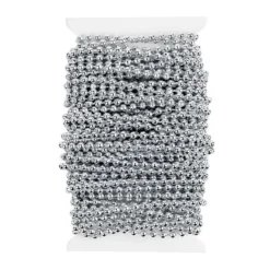 Perlen-Band, 10m lang, Perlen: Ø 3mm, silber