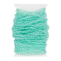 Perlen-Band, 10m lang, Perlen: Ø 3mm, transparent, mint