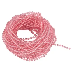 Perlen-Band, 10m lang, Perlen: Ø 3mm, transparent, rosa