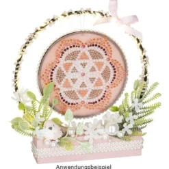Perlen-Band, 10m lang, Perlen: Ø 3mm, transparent, creme