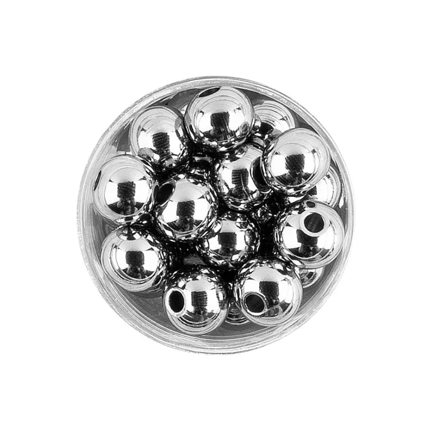 Perlen, Edelstahl, 6mm, silber, 45 Stück
