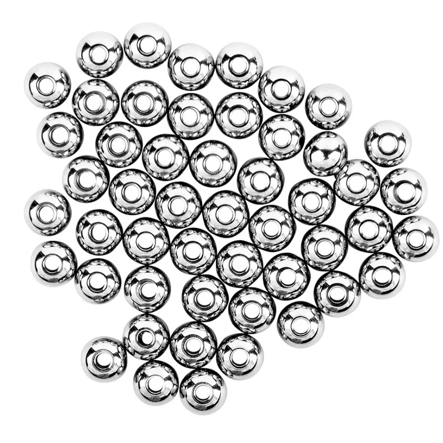Perlen, Edelstahl, 5mm, silber, 50 Stück