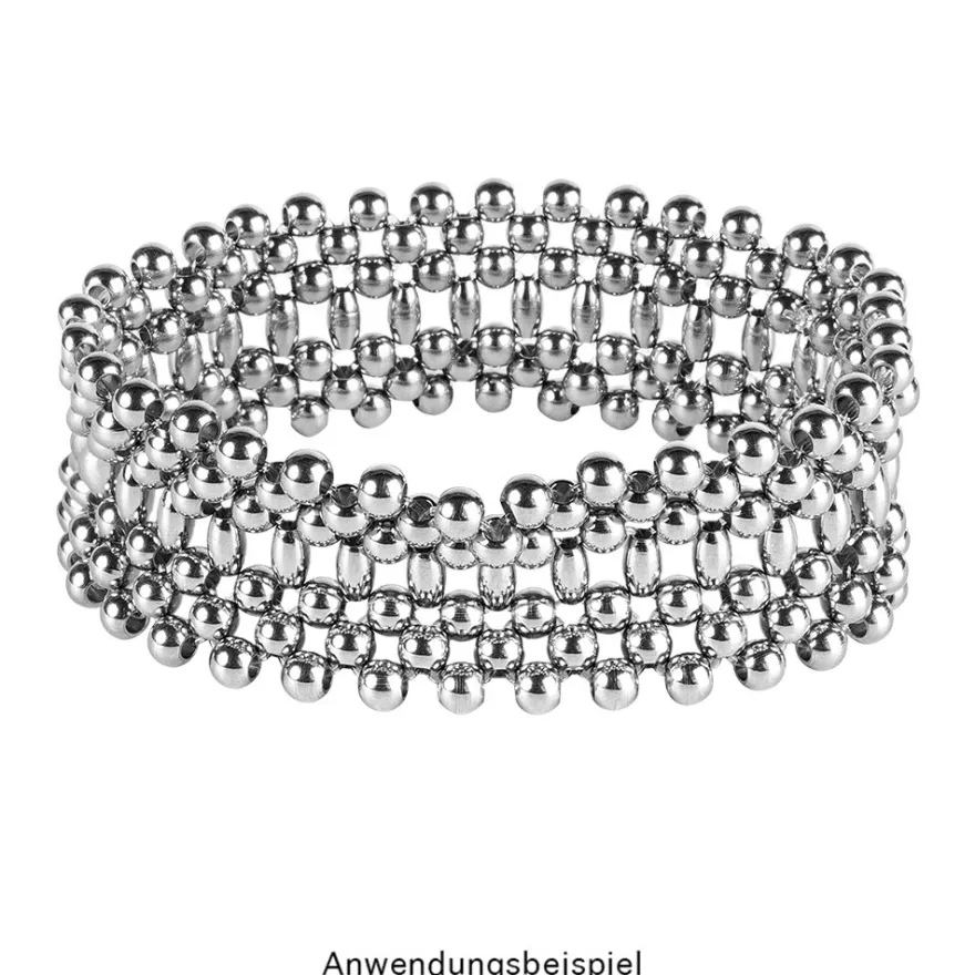 Perlen, Edelstahl, Oval, 3mm x 5mm, silber, 50 Stück