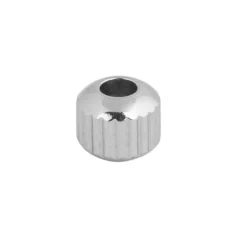 Perlen, Edelstahl, Zylinder, Ø 5mm, 3mm hoch, geriffelt, silber, 45 Stück