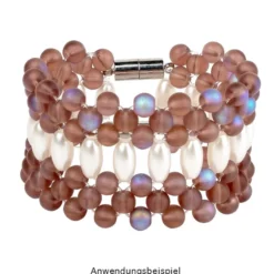 Perlen, gefrostet, changierend, Ø 6mm, gefrostet, rosé, changierend, 140 Stück