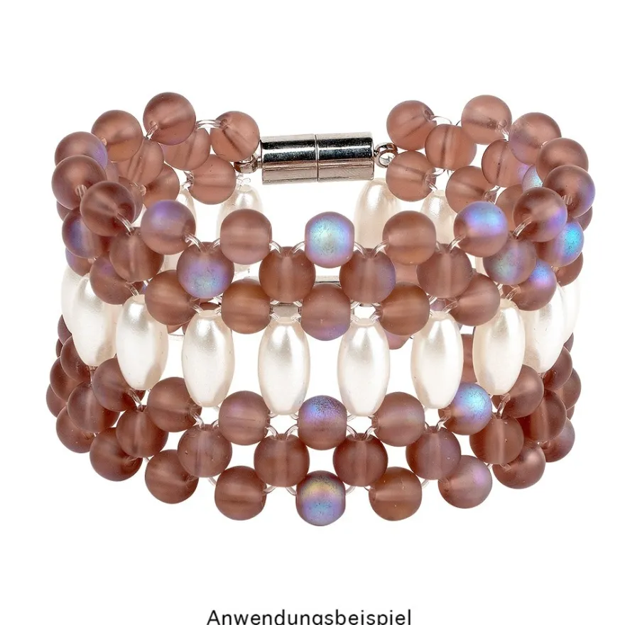 Perlen, gefrostet, changierend, Ø 6mm, gefrostet, rosé, changierend, 140 Stück
