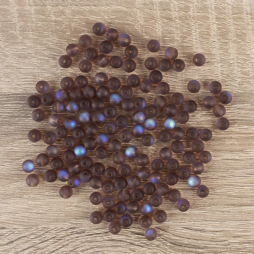 Perlen, gefrostet, changierend, Ø 6mm, gefrostet, rosé, changierend, 140 Stück