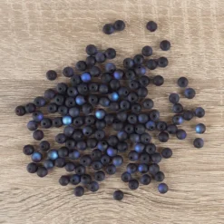 Perlen, gefrostet, changierend, Ø 6mm, gefrostet, anthrazit, changierend, 140 Stück
