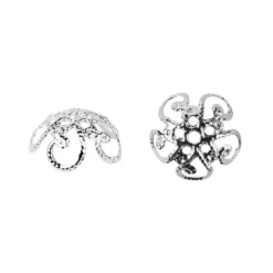 Perlenkappen, Design 2, für Perlen mit Ø6mm, silber, 30 Stück