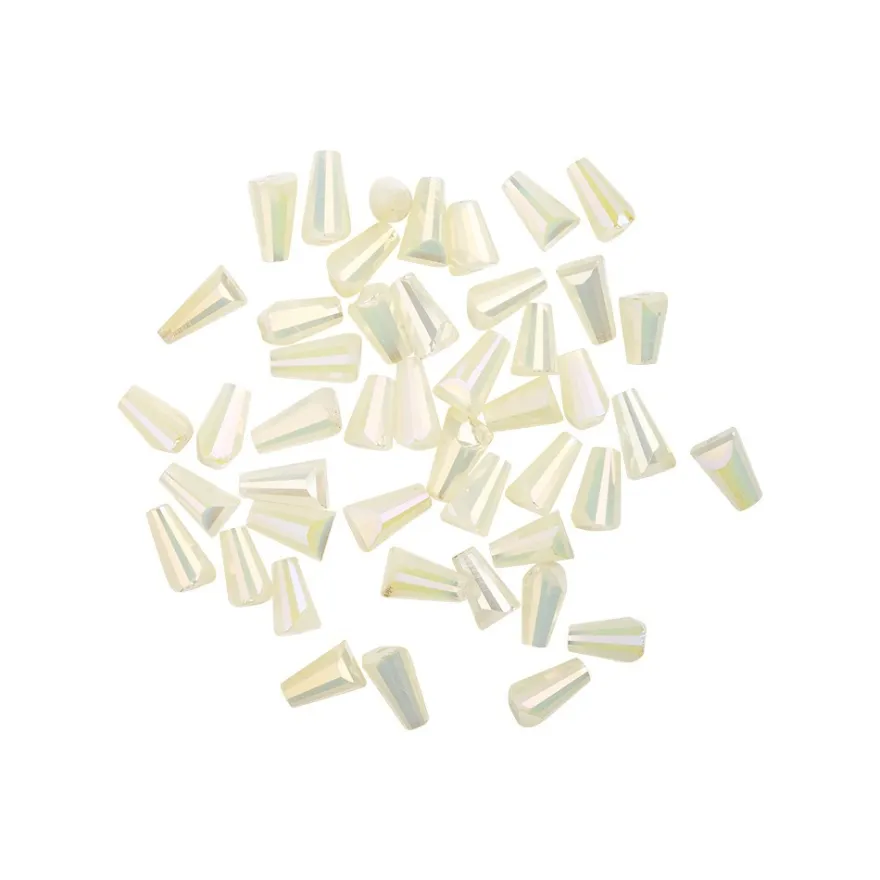 Perlen, Kegel, 3mm x 6mm, gefrostet, weiß, irisierend, 40 Stück