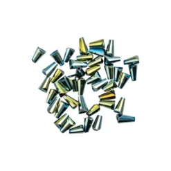 Perlen, Kegel, 3mm x 6mm, grünblau-changierend, metallic, 40 Stück