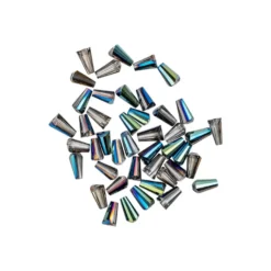 Perlen, Kegel, 3mm x 6mm, zweifarbig, klar, grünblau-metallic, 40 Stück