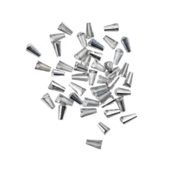 Perlen, Kegel, 3mm x 6mm, zweifarbig, klar, metallic, metallic, 40 Stück