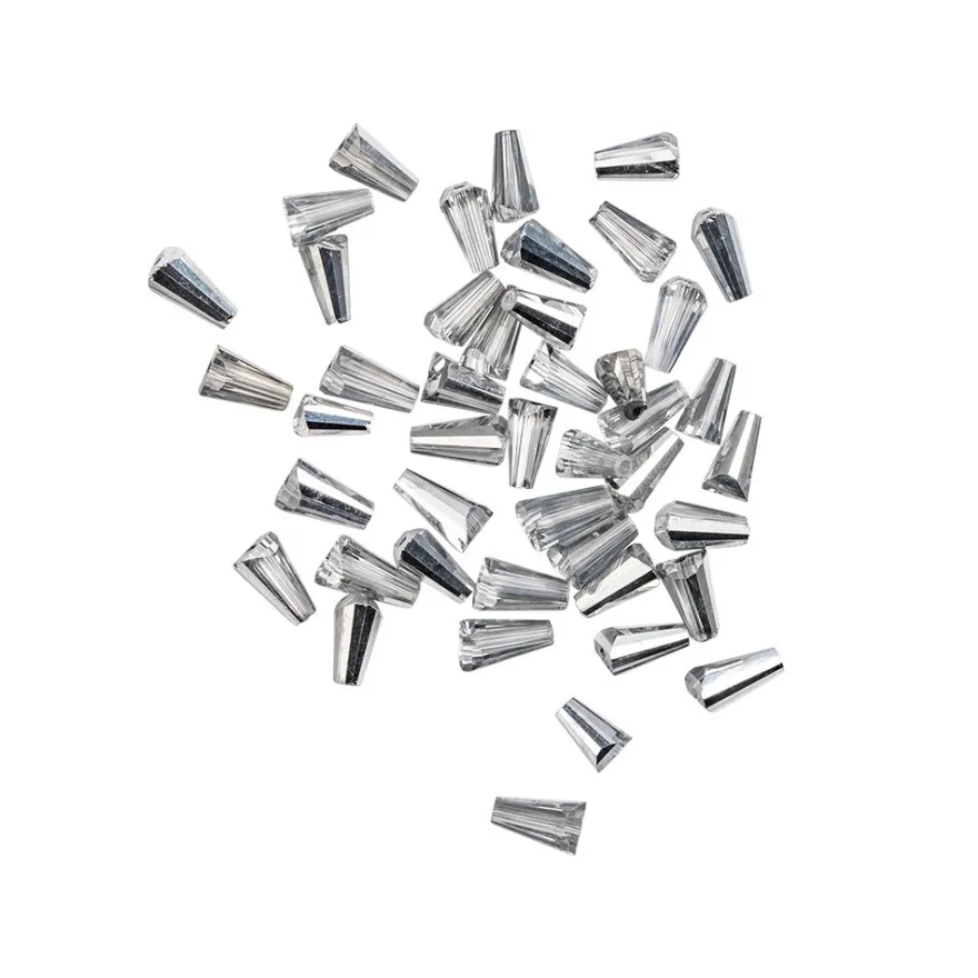 Perlen, Kegel, 3mm x 6mm, zweifarbig, klar, metallic, metallic, 40 Stück