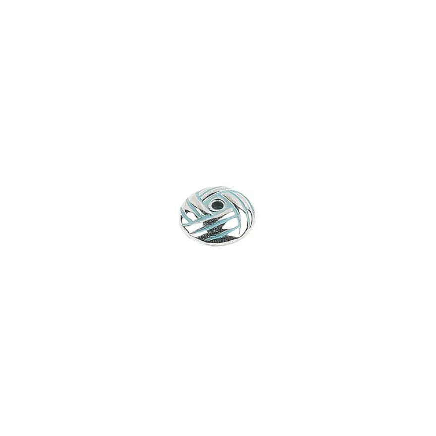 Perlen, Knoten, 0,4cm x 1cm, silber mit grüner Patina, 95 Stück