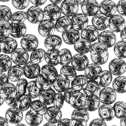 Perlen, Knoten, 0,4cm x 1cm, silber-schwarz, 100 Stück