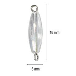 Perlen mit Kettelstift, Oval, 6mm x 18mm, klar, irisierend, 28 Stück