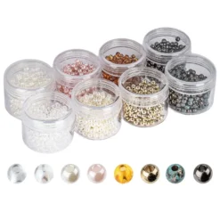 Perlen, Ø 4mm, je Dose 250 Stück, 8 versch. Farben und Oberflächen, 8 Dosen