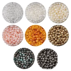 Perlen, Ø 4mm, je Dose 250 Stück, 8 versch. Farben und Oberflächen, 8 Dosen