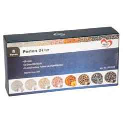 Perlen, Ø 4mm, je Dose 250 Stück, 8 versch. Farben und Oberflächen, 8 Dosen