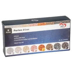 Perlen, Ø 5mm, je Dose 200 Stück, 8 versch. Farben und Oberflächen, 8 Dosen