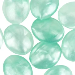 Perlen, oval, 2cm x 2,5cm, Jade-Optik, mint, perlmutt-schimmernd, 10 Stück