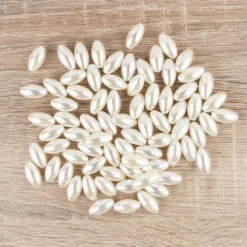 Perlen, Oval 3, 1cm x 1,9cm, perlmutt-creme irisierend, 75 Stück