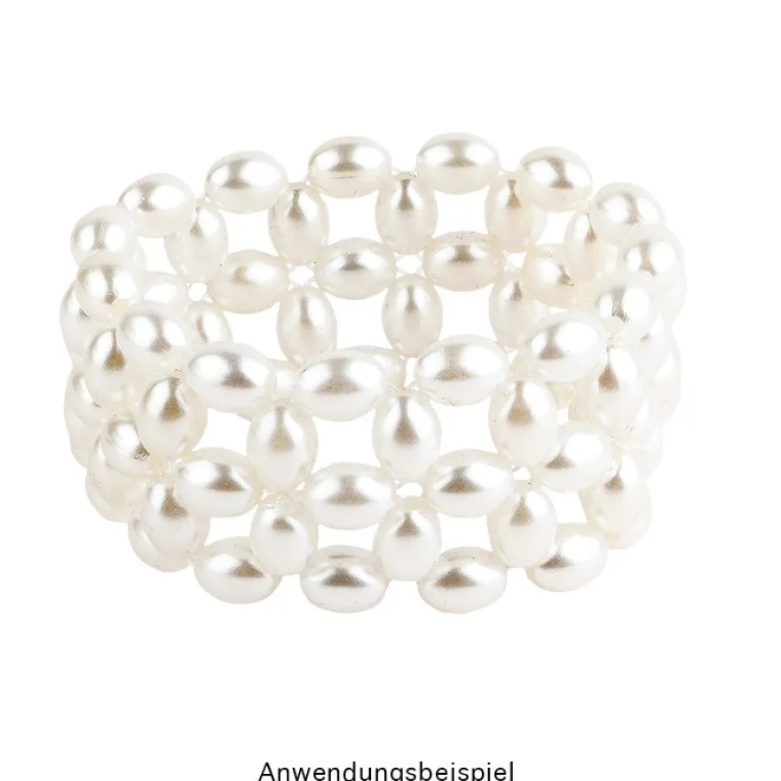 Perlen, Oval 2, 0,9cm x 0,7cm, perlmutt-weiß, 300 Stück