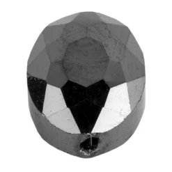 Perlen, oval, flach, 0,9cm x 1,2cm, facettiert, transparent, anthrazit, 25 Stück