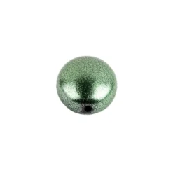 Perlen, oval, flach, 1,9cm x 1,6cm x 1cm, metallic-grün, 20 Stück
