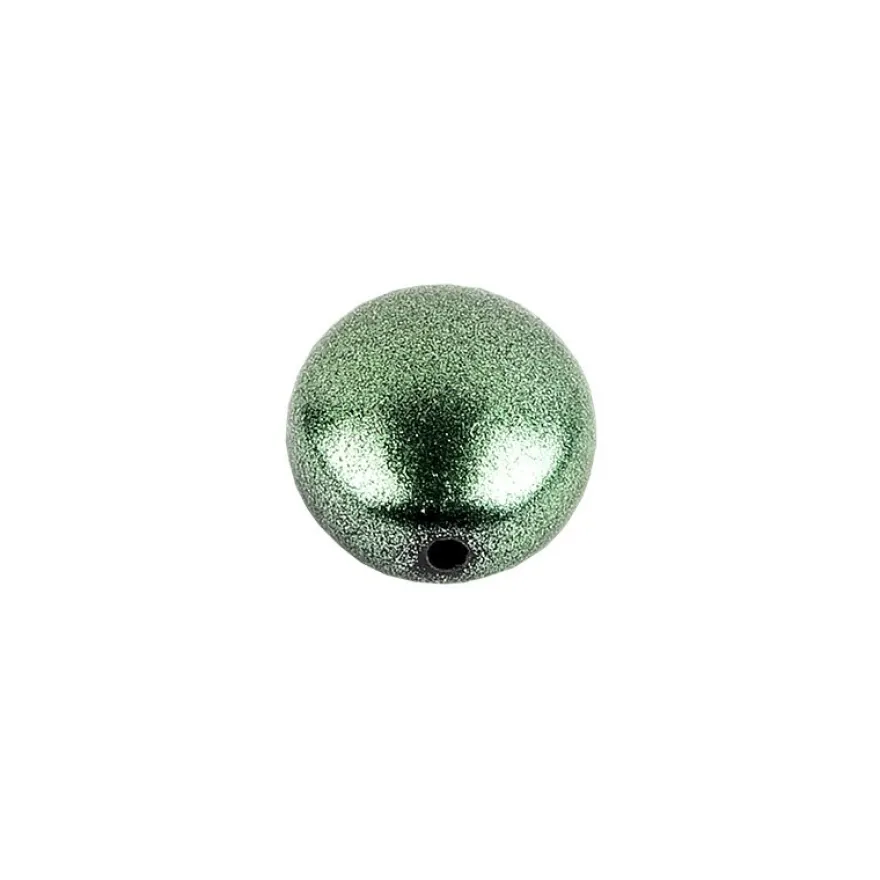 Perlen, oval, flach, 1,9cm x 1,6cm x 1cm, metallic-grün, 20 Stück
