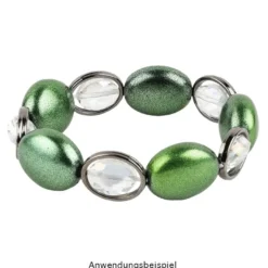 Perlen, oval, flach, 1,9cm x 1,6cm x 1cm, metallic-grün, 20 Stück