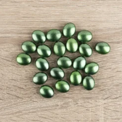 Perlen, oval, flach, 1,9cm x 1,6cm x 1cm, metallic-grün, 20 Stück