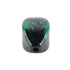 Perlen, Oval, marmoriert, 1,9cm x 1,1cm, schwarz-türkis, 22 Stück