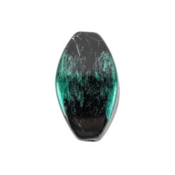 Perlen, Oval, marmoriert, 1,9cm x 1,1cm, schwarz-türkis, 22 Stück