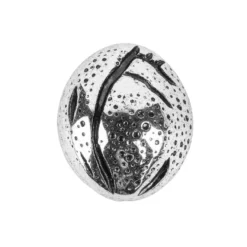 Perlen, Oval, metallic, 2cm x 1,8cm x 1,4cm, silber-schwarz, 12 Stück