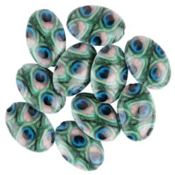 Perlen, Oval, Pfauenauge, 2,7cm x 1,9cm x 0,9cm, 3 verschiedene Farben, 10 Stück