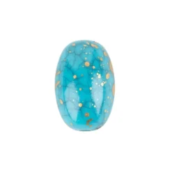 Perlen, Oval, Türkis, 1,4cm x 0,9cm, türkis-gold, 43 Stück