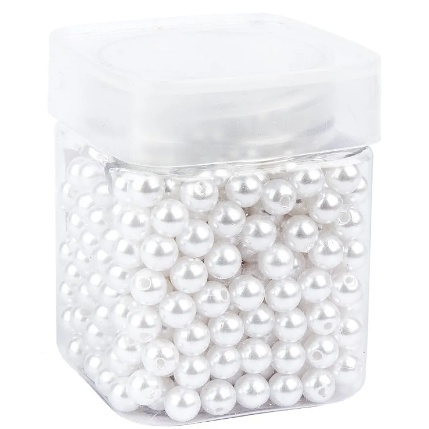 Perlen, Perlmutt, Ø 8mm, weiß, 120g