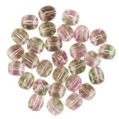 Perlen, Quader, facettiert, 1,3cm x 1,2cm, rosa-hellgrün, 28 Stück