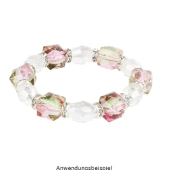Perlen, Quader, facettiert, 1,3cm x 1,2cm, rosa-hellgrün, 28 Stück