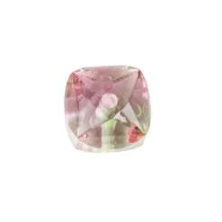 Perlen, Quader, facettiert, 1,3cm x 1,2cm, rosa-hellgrün, 28 Stück