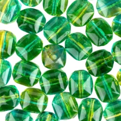 Perlen, Quader, facettiert, 1,3cm x 1,2cm, türkis-hellgrün, 28 Stück
