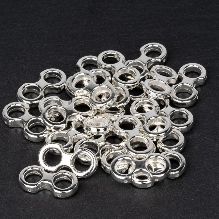 Perlenrahmen, Design 7, 2cm x 1cm, silberfarben, 38 Stück