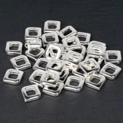 Perlenrahmen, Design 2, 1,3cm x 1,3cm, silberfarben, 33 Stück